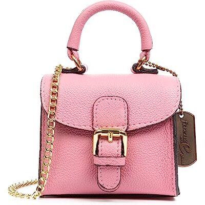 FIRENZE ARTEGIANI . Annicco Mini Sac à Main et Bandoulière Femme Cuir Véritable Finition Dollaro.12 x 8,5 x 10,5 cm Couleur : Rose Clair, rose clair, Contemporain FIRENZE ARTEGIANI . Annicco Mini Sac à Main et Bandoulière Femme Cuir Véritable Finition Dollaro.12 x 8,5 x 10,5 cm Couleur : Rose Clair, rose clair, Contemporain