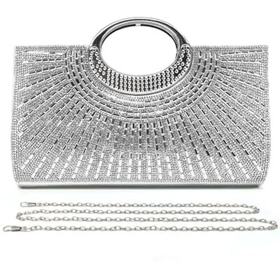 Pahajim Sac de soirée à paillettes pour femme Petit sac avec strass Élégant sac à bandoulière pour mariage, fête, rendez-vous, argenté, 25.5 x 17 x 5 cm, pochette Pahajim Sac de soirée à paillettes pour femme Petit sac avec strass Élégant sac à bandoulière pour mariage, fête, rendez-vous, argenté, 25.5 x 17 x 5 cm, pochette