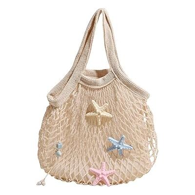 Introti Sacs fourre-tout creux décontractés tissés polyvalents, sac à main fourre-tout tendance, sacs de plage d'été pour femme pour le shopping et les sorties en famille en plein air, blanc Introti Sacs fourre-tout creux décontractés tissés polyvalents, sac à main fourre-tout tendance, sacs de plage d'été pour femme pour le shopping et les sorties en famille en plein air, blanc