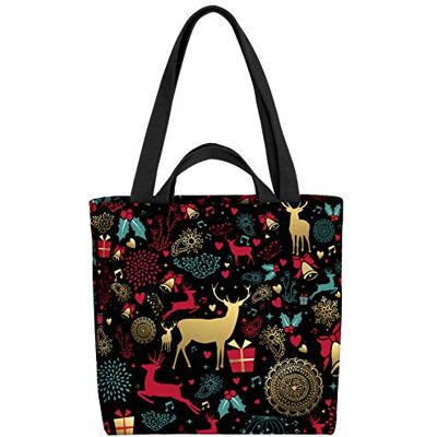 VOID Cloches Renne Noir Sac Shopping 33x33x14cm,15l Shopper Bag Cabas, Multicolore, XXL, casual VOID Cloches Renne Noir Sac Shopping 33x33x14cm,15l Shopper Bag Cabas, Multicolore, XXL, casual