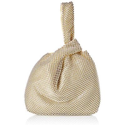 Jessica McClintock Pochette de soirée en maille Logan Ball pour femme, doré clair, taille unique Jessica McClintock Pochette de soirée en maille Logan Ball pour femme, doré clair, taille unique