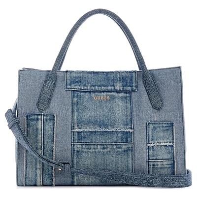GUESS Sac à main Jodi Tote Denim Multi Bleu GUESS Sac à main Jodi Tote Denim Multi Bleu