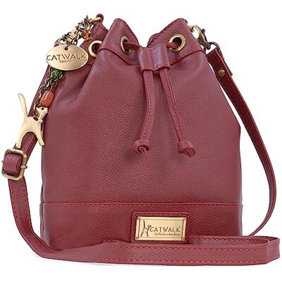 Catwalk Collection Handbags Petit Sac Bandoulière Femme Cuir Cordon de Serrage Seau Sac á Main Bandoulière Réglable Rochelle Catwalk Collection Handbags Petit Sac Bandoulière Femme Cuir Cordon de Serrage Seau Sac á Main Bandoulière Réglable Rochelle