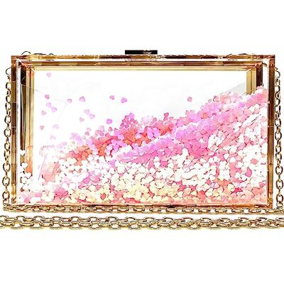 JeVenis Sac à main magique à paillettes transparentes pour soirée, bal de fin d'année, rose, taille unique, Love Pink, taille unique JeVenis Sac à main magique à paillettes transparentes pour soirée, bal de fin d'année, rose, taille unique, Love Pink, taille unique