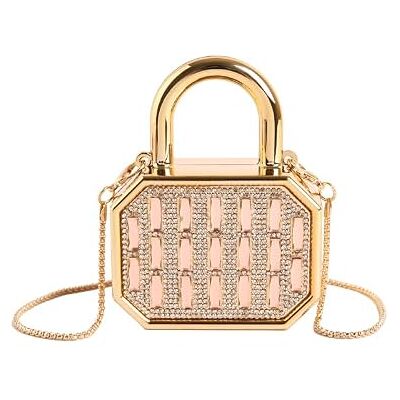 Generic Pochette en nylon légère et portable pour femme avec sangle amovible incrustée de diamants pour cadeau, quotidien, décontracté, champagne, 90 x 65 x 40mm Generic Pochette en nylon légère et portable pour femme avec sangle amovible incrustée de diamants pour cadeau, quotidien, décontracté, champagne, 90 x 65 x 40mm