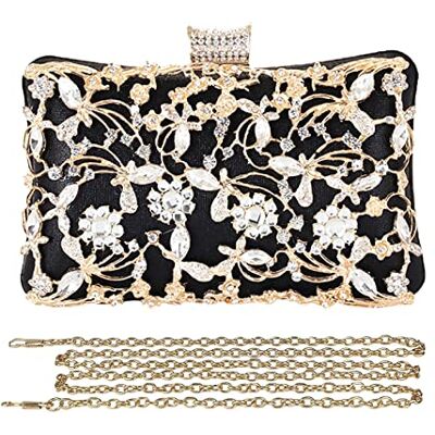 CORIOS Sacs de Soirée en Strass pour Femme Pochette Mariage Fourre-Tout Sac à Main D'épaule et Bandoulière Noir CORIOS Sacs de Soirée en Strass pour Femme Pochette Mariage Fourre-Tout Sac à Main D'épaule et Bandoulière Noir