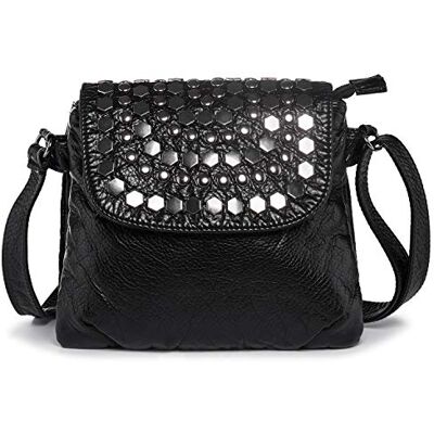 LaRechor Sac à Main Petit Sac Bandouliere Femmes de Riveté Pochette Femme Bandoulière Petite Sacoche pour Voyage, Noir, S, sac à main sac à bandoulière sac porté épaule sac messager LaRechor Sac à Main Petit Sac Bandouliere Femmes de Riveté Pochette Femme Bandoulière Petite Sacoche pour Voyage, Noir, S, sac à main sac à bandoulière sac porté épaule sac messager
