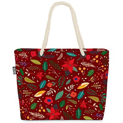 VOID Sac de plage d'hiver avec feuilles rouges 58 x 38 x 16 cm 23 l XXL Sac de courses, multicolore, XXL, Décontracté VOID Sac de plage d'hiver avec feuilles rouges 58 x 38 x 16 cm 23 l XXL Sac de courses, multicolore, XXL, Décontracté