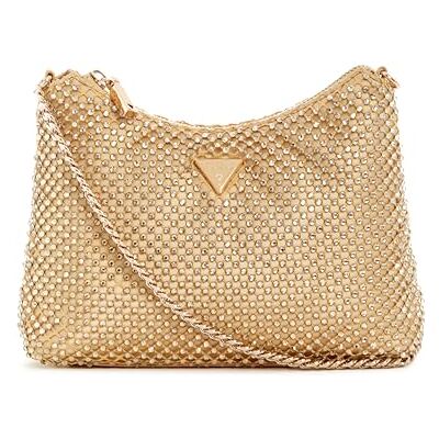 GUESS Zalina Sac à bandoulière zippé pour femme, doré, taille unique GUESS Zalina Sac à bandoulière zippé pour femme, doré, taille unique