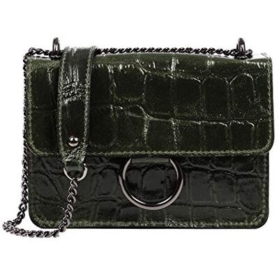 FIRENZE ARTEGIANI . Fabrizia Sac à bandoulière pour femme en cuir véritable suède gravé Crocodile Grand Camoscio 19 x 5 x 13 cm Couleur : vert foncé, Vert foncé, Utilitaire FIRENZE ARTEGIANI . Fabrizia Sac à bandoulière pour femme en cuir véritable suède gravé Crocodile Grand Camoscio 19 x 5 x 13 cm Couleur : vert foncé, Vert foncé, Utilitaire