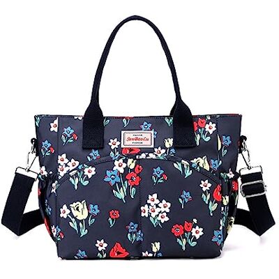 NICOLE & DORIS Sac à bandoulière décontracté à fleurs pour femme, grand sac fourre-tout, multi-poches, sac à bandoulière en nylon, sac à bandoulière coloré pour le shopping, la randonnée, un usage NICOLE & DORIS Sac à bandoulière décontracté à fleurs pour femme, grand sac fourre-tout, multi-poches, sac à bandoulière en nylon, sac à bandoulière coloré pour le shopping, la randonnée, un usage