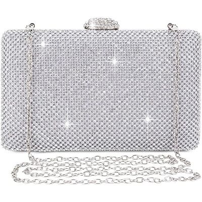 BAIGIO Pochette pour femme avec strass argentés et dorés pour fête de mariage Sac à main de soirée BAIGIO Pochette pour femme avec strass argentés et dorés pour fête de mariage Sac à main de soirée