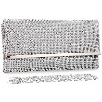 BAIGIO Pochette Sac de soirée Sac à Main Femme en Bandoulièr Embrayage Chaîne Démontable L'Argent, Argent, S BAIGIO Pochette Sac de soirée Sac à Main Femme en Bandoulièr Embrayage Chaîne Démontable L'Argent, Argent, S