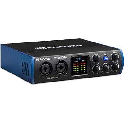 PreSonus Studio 24c, Interface Audio USB-C, Pour Enregistrement, Diffusion, Podcasting avec Bundle de Logiciels incluant Studio One Artist, Ableton Live Lite DAW PreSonus Studio 24c, Interface Audio USB-C, Pour Enregistrement, Diffusion, Podcasting avec Bundle de Logiciels incluant Studio One Artist, Ableton Live Lite DAW