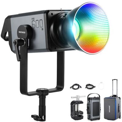 NEEWER Lampe vidéo studio RVB 600 W avec contrôle 2,4 G/APP/DMX, 56 000 lux/1 m CRI95+ COB LED COB 2500 K-7500 K, intensité PWM, 17 scènes, spot Bowens pour messages TV et enregistrements de films NEEWER Lampe vidéo studio RVB 600 W avec contrôle 2,4 G/APP/DMX, 56 000 lux/1 m CRI95+ COB LED COB 2500 K-7500 K, intensité PWM, 17 scènes, spot Bowens pour messages TV et enregistrements de films