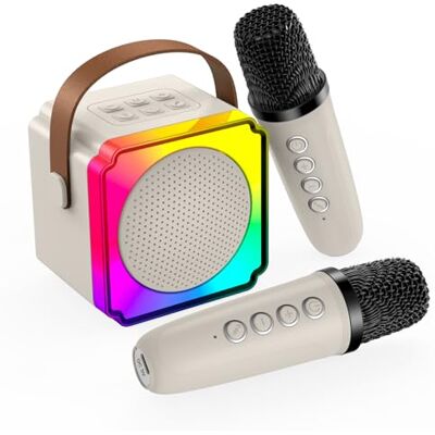 MMOBIEL Machine à Karaoké avec 2 Microphone sans Fil pour Enfants par – Enceinte Bluetooth Portable, 2 Microphone, Effets de Voix, Lumière Led – Micro Karaoke, Cadeau Fille, Garcon, Enfants 3+, Beige MMOBIEL Machine à Karaoké avec 2 Microphone sans Fil pour Enfants par – Enceinte Bluetooth Portable, 2 Microphone, Effets de Voix, Lumière Led – Micro Karaoke, Cadeau Fille, Garcon, Enfants 3+, Beige