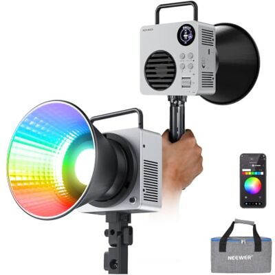 NEEWER HB80C RGBWW Lumière vidéo LED avec batterie 72 Wh 100 W PD Charge 80 W Mini RGB COB Lumière continue Éclairage continu Support Bowens Spot portable 2500K-7500K 10400lux/m 18 effets NEEWER HB80C RGBWW Lumière vidéo LED avec batterie 72 Wh 100 W PD Charge 80 W Mini RGB COB Lumière continue Éclairage continu Support Bowens Spot portable 2500K-7500K 10400lux/m 18 effets