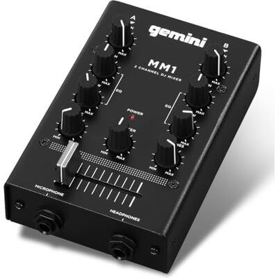 Gemini Sound MM1 Professional Audio 2 canaux double entrée micro stéréo stéréo 2 bandes rotatives DJ baladocasts mixeur avec fondu croisé et contrôle de gain individuel Gemini Sound MM1 Professional Audio 2 canaux double entrée micro stéréo stéréo 2 bandes rotatives DJ baladocasts mixeur avec fondu croisé et contrôle de gain individuel