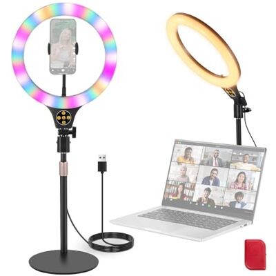 NEEWER ENTRY LEVEL VERSION N37 10,5" Ring Light RGB avec support de table/porte téléphone compatible avec iPhone/télécommande, lumière LED CRI85+ 10 W pour TikTok YouTube Streaming Vidéo Appel Zoom NEEWER ENTRY LEVEL VERSION N37 10,5" Ring Light RGB avec support de table/porte téléphone compatible avec iPhone/télécommande, lumière LED CRI85+ 10 W pour TikTok YouTube Streaming Vidéo Appel Zoom