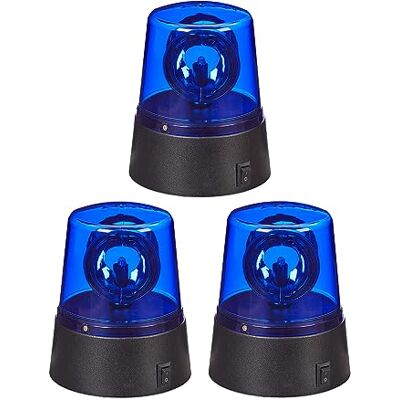 Relaxdays Lot de 3 gyrophares LED avec réflecteur rotatif Pour fête d'anniversaire Fonctionne à piles Bleu Relaxdays Lot de 3 gyrophares LED avec réflecteur rotatif Pour fête d'anniversaire Fonctionne à piles Bleu