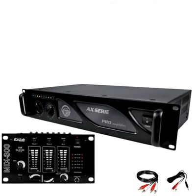 Ibiza Amplificateur sono 2 x 500W MY DEEJAY AX-1000 MyDj + table de mixage DJ sono MIX800 Ibiza Amplificateur sono 2 x 500W MY DEEJAY AX-1000 MyDj + table de mixage DJ sono MIX800