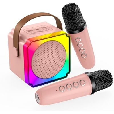 MMOBIEL Machine à Karaoké avec 2 Microphone sans Fil pour Enfants par – Enceinte Bluetooth Portable, 2 Microphone, Effets de Voix, Lumière Led – Micro Karaoke, Cadeau Fille, Garcon, Enfants 3+, Rose MMOBIEL Machine à Karaoké avec 2 Microphone sans Fil pour Enfants par – Enceinte Bluetooth Portable, 2 Microphone, Effets de Voix, Lumière Led – Micro Karaoke, Cadeau Fille, Garcon, Enfants 3+, Rose