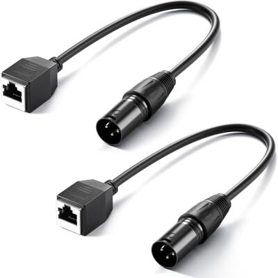 NEEWER NC005 Lot de 2 câbles DMX XLR mâle vers RJ45 femelle 3 broches XLR connecteur TL60 RVB et contrôleur d'éclairage de console DMX512, 35 cm NEEWER NC005 Lot de 2 câbles DMX XLR mâle vers RJ45 femelle 3 broches XLR connecteur TL60 RVB et contrôleur d'éclairage de console DMX512, 35 cm