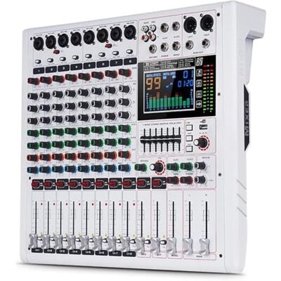 Yamnweo GF8PRO Console DJ professionnelle à 8 canaux avec égaliseur 7 étapes, 99 effets de réverbération, écran couleur LCD, fonction muet indépendante pour DJ/studio/fête karaoké Yamnweo GF8PRO Console DJ professionnelle à 8 canaux avec égaliseur 7 étapes, 99 effets de réverbération, écran couleur LCD, fonction muet indépendante pour DJ/studio/fête karaoké