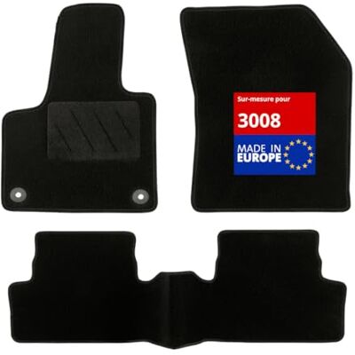 DBS Tapis de Voiture sur Mesure pour 3008 (2009-2016) Tapis de Sol antidérapant pour Automobile 3 pièces Moquette Classic, Noir DBS Tapis de Voiture sur Mesure pour 3008 (2009-2016) Tapis de Sol antidérapant pour Automobile 3 pièces Moquette Classic, Noir