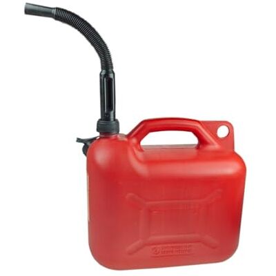 pokm toolsmarket Bidon d'essence de 5 litres avec homologation ONU et bec verseur, en plastique, pour essence et diesel, rouge et noir pokm toolsmarket Bidon d'essence de 5 litres avec homologation ONU et bec verseur, en plastique, pour essence et diesel, rouge et noir