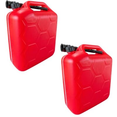 pokm toolsmarket Lot de 2 jerricans en plastique pour essence et diesel avec robinet, 20 l, homologation ONU Rouge/noir pokm toolsmarket Lot de 2 jerricans en plastique pour essence et diesel avec robinet, 20 l, homologation ONU Rouge/noir