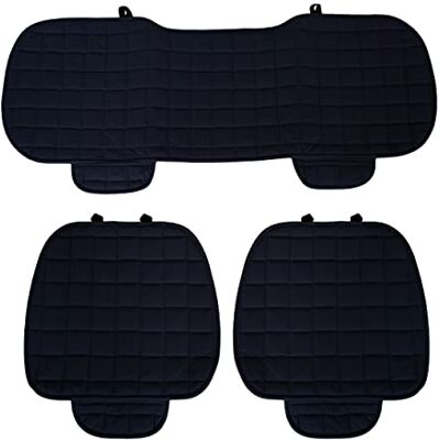Rebeca Shop Lot de 3 housses de siège universelles pour voiture – Protection de siège 2 avant et 1 arrière – Protecteur Comfort Automotive Coussin intérieur (Noir) Rebeca Shop Lot de 3 housses de siège universelles pour voiture – Protection de siège 2 avant et 1 arrière – Protecteur Comfort Automotive Coussin intérieur (Noir)
