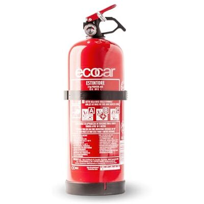 ecocar Extincteur 2 kg en poudre approuvé EN3 pour voiture, maison, b & B, camping-car et bureau avec manomètre et support inclus ecocar Extincteur 2 kg en poudre approuvé EN3 pour voiture, maison, b & B, camping-car et bureau avec manomètre et support inclus
