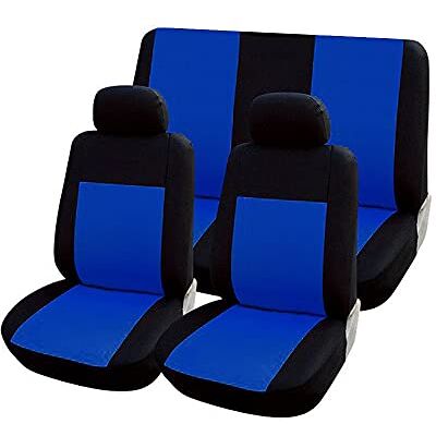 Rebeca Shop Housses de siège universelles pour voiture Kit avant et arrière Plusieurs couleurs Soft confortable Respirant Protection pour sièges auto (Bleu Royal/Noir) Rebeca Shop Housses de siège universelles pour voiture Kit avant et arrière Plusieurs couleurs Soft confortable Respirant Protection pour sièges auto (Bleu Royal/Noir)