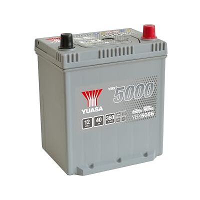Yuasa YBX5056 Batterie de voiture haute performance sans entretien 12 V 40 Ah 360 CCA Argenté Yuasa YBX5056 Batterie de voiture haute performance sans entretien 12 V 40 Ah 360 CCA Argenté