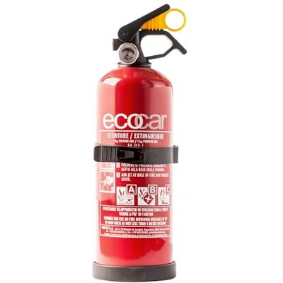 ecocar Extincteur 1 kg en poudre approuvé EN3 pour voiture, maison et camping-car avec manomètre et support inclus ecocar Extincteur 1 kg en poudre approuvé EN3 pour voiture, maison et camping-car avec manomètre et support inclus