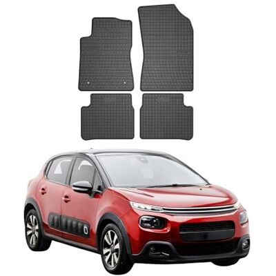OMAC Tapis de voiture tous temps Compatible avec Citroën C3 III 2016-2022 Ajustement 3D En caoutchouc Noir 4 pièces Tapis de voiture en caoutchouc, résistants aux intempéries, antidérapants, produits spécifiques au véhicule, imperméables OMAC Tapis de voiture tous temps Compatible avec Citroën C3 III 2016-2022 Ajustement 3D En caoutchouc Noir 4 pièces Tapis de voiture en caoutchouc, résistants aux intempéries, antidérapants, produits spécifiques au véhicule, imperméables