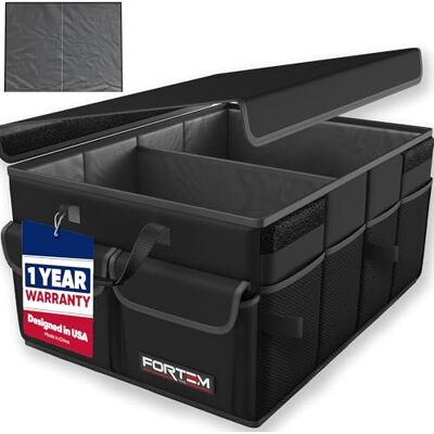 FORTEM Organisateur de Coffre Voiture, Rangement Pliable SUV Multi Compartiments, Accessoires Auto pour Femme Homme, Tissu Oxford 600D, Fond Antidérapant, Sangles de Fixation, Couvercle Souple (45L) FORTEM Organisateur de Coffre Voiture, Rangement Pliable SUV Multi Compartiments, Accessoires Auto pour Femme Homme, Tissu Oxford 600D, Fond Antidérapant, Sangles de Fixation, Couvercle Souple (45L)