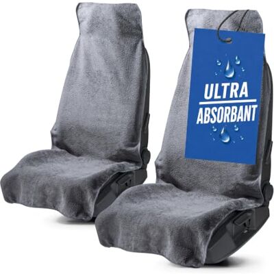 Walser Lot de 2 housses de siège de voiture en tissu éponge Lavables Universelles Gris Walser Lot de 2 housses de siège de voiture en tissu éponge Lavables Universelles Gris