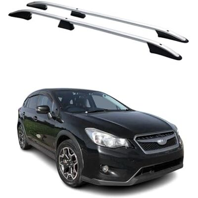 OMAC Lot de 2 barres de toit compatibles avec Subaru XV GP 2012-2018 En aluminium argenté OMAC Lot de 2 barres de toit compatibles avec Subaru XV GP 2012-2018 En aluminium argenté
