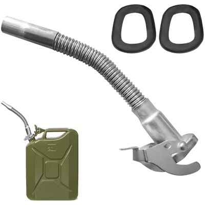 Leikurvo Bec flexible pour réservoir d'essence 5, 10, 20 L, tuyau d'échappement en métal avec 2 joints en caoutchouc de rechange pour réservoirs en tôle d'acier et voiture Leikurvo Bec flexible pour réservoir d'essence 5, 10, 20 L, tuyau d'échappement en métal avec 2 joints en caoutchouc de rechange pour réservoirs en tôle d'acier et voiture