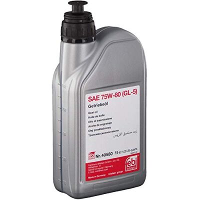 febi bilstein Huile de transmission 40580 SAE 75W-80 (GL5) pour boîte de vitesses (jaune) 1 L febi bilstein Huile de transmission 40580 SAE 75W-80 (GL5) pour boîte de vitesses (jaune) 1 L