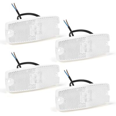AOHEWEI 4 x Feux Latéraux Blancs LED pour Remorque Feux de Position Avant/Arrière avec Réflecteur pour Camion, Caravane, Poids Lourds 10~30V Homologués ECE AOHEWEI 4 x Feux Latéraux Blancs LED pour Remorque Feux de Position Avant/Arrière avec Réflecteur pour Camion, Caravane, Poids Lourds 10~30V Homologués ECE