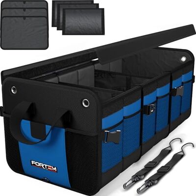FORTEM Organisateur de Coffre SUV, Sac Rangement Pliable Multi Compartiments, Accessoires Auto Femme Homme, Oxford 1680D, Fond Antidérapant, Sangles Réglables, Couvercle Souple (90) FORTEM Organisateur de Coffre SUV, Sac Rangement Pliable Multi Compartiments, Accessoires Auto Femme Homme, Oxford 1680D, Fond Antidérapant, Sangles Réglables, Couvercle Souple (90)