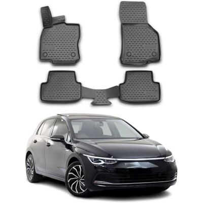 OMAC Tapis de Sol Compatible avec VW Golf 8 2019-2024 Caoutchouc TPE Noir 4X OMAC Tapis de Sol Compatible avec VW Golf 8 2019-2024 Caoutchouc TPE Noir 4X