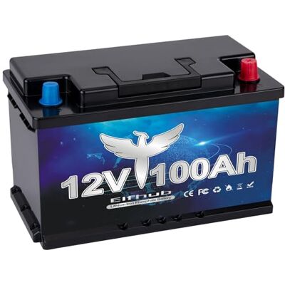 Elfhub LiFePO4 12V 100Ah, batterie de voiture Puissance de sortie maximale de 1280W BMS 100A intégré, batterie au lithium 4000-15000 cycles, parfaite pour les systèmes de camping-car, solaire, marin, terrestre et hors réseau Elfhub LiFePO4 12V 100Ah, batterie de voiture Puissance de sortie maximale de 1280W BMS 100A intégré, batterie au lithium 4000-15000 cycles, parfaite pour les systèmes de camping-car, solaire, marin, terrestre et hors réseau