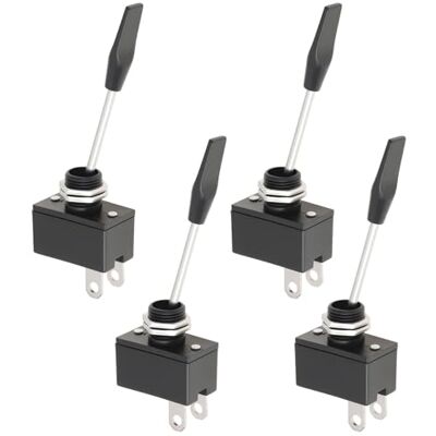 YINETTECH Lot de 4 interrupteurs à bascule à levier long à 2 broches 12 V 15 A/24 V 10 A pour klaxons et lumières de voiture YINETTECH Lot de 4 interrupteurs à bascule à levier long à 2 broches 12 V 15 A/24 V 10 A pour klaxons et lumières de voiture
