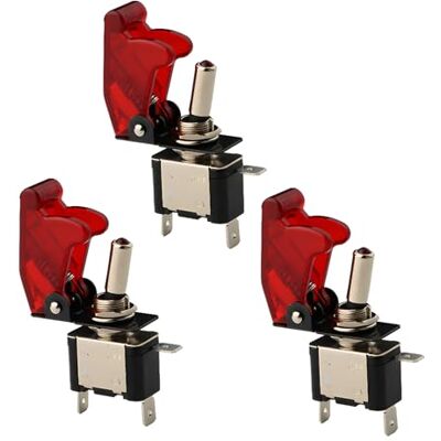 CESFONJER 3 x 12V 20A LED Rouge Interrupteurs Bascule, Levier On/Off LED ON-OFF SPST +COUVERTURE Auto Voiture-ROUGE CESFONJER 3 x 12V 20A LED Rouge Interrupteurs Bascule, Levier On/Off LED ON-OFF SPST +COUVERTURE Auto Voiture-ROUGE