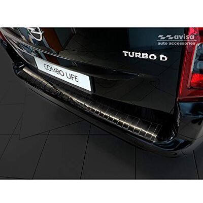 Bande de protection pour pare-chocs arrière en acier inoxydable noir - Avisa pour Citroën Berlingo, Peugeot Rifter, Opel Combo, Toyota Proace Bande de protection pour pare-chocs arrière en acier inoxydable noir - Avisa pour Citroën Berlingo, Peugeot Rifter, Opel Combo, Toyota Proace