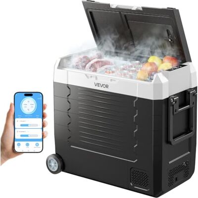 VEVOR Compresseur Glacière 12/24 V DC 100-240 V AC, réfrigérateur de voiture 55 l avec contrôle par application et roues & 2 zones de température (-20 °C à 20 °C), réfrigérateur portable pour VEVOR Compresseur Glacière 12/24 V DC 100-240 V AC, réfrigérateur de voiture 55 l avec contrôle par application et roues & 2 zones de température (-20 °C à 20 °C), réfrigérateur portable pour